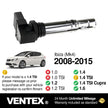 VENTEX® Ignition Coil Pack x4 for VW SEAT Skoda Audi 1.4 1.6 selected models VXS1716SETOF4A