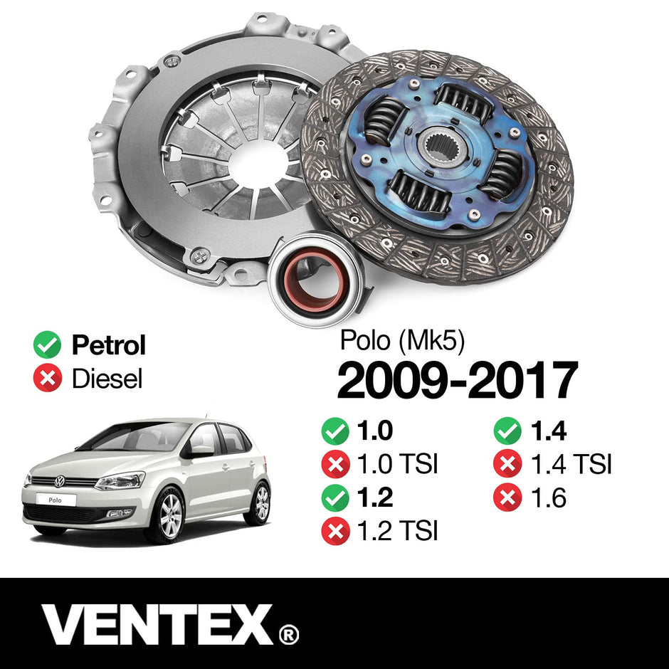 VENTEX® Clutch Kit for VW Seat Skoda Polo Up Beetle Ibiza Leon 1.0 1.2 1.4 petrol VXC2608A