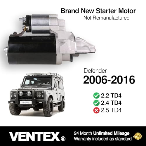 VENTEX® Starter Motor for Ford Transit 2.2 2.4 TDCi 2006-2014 Land Rover Defender Fiat Ducato Peugeot Boxer Citroen Relay VSM8202A