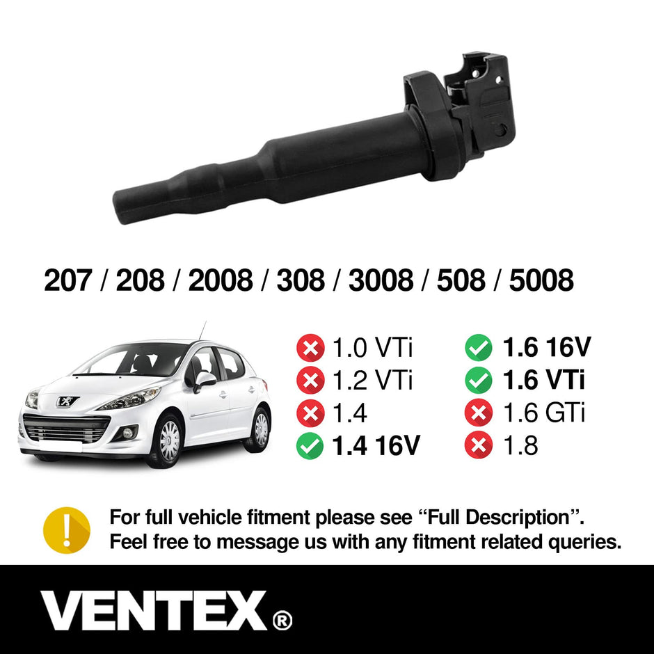 VENTEX® Ignition Coil Pack x4 for BMW 114i 116i 118i 120i 316i 318i 320i 420i 520i MINI R55 R56 R57 Peugeot 208 308 Citroen C3 C4 DS3 DS4