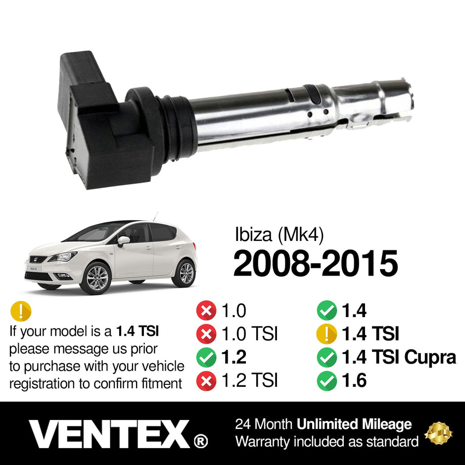 VENTEX® Ignition Coil Pack for VW Audi SEAT Skoda 1.2 1.4 1.6 A1 A3 Polo Golf Ibiza Fabia VXS1716A