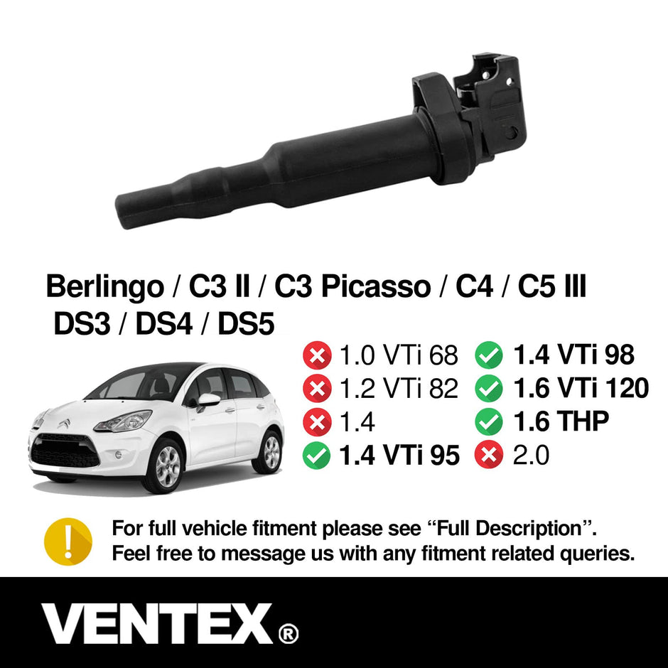 VENTEX® Ignition Coil Pack for BMW 114i 116i 118i 120i 125i 316i 318i 320i 325i 330i 420i 520i MINI R55 R56 R57 Peugeot 208 308 Citroen C3 C4 DS3 DS4