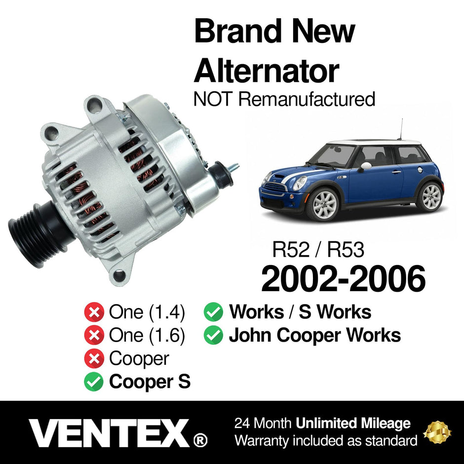 VENTEX® Alternator for MINI Cooper S 1.6 R52 R53 2002-2007 JCW Works VTN1103A