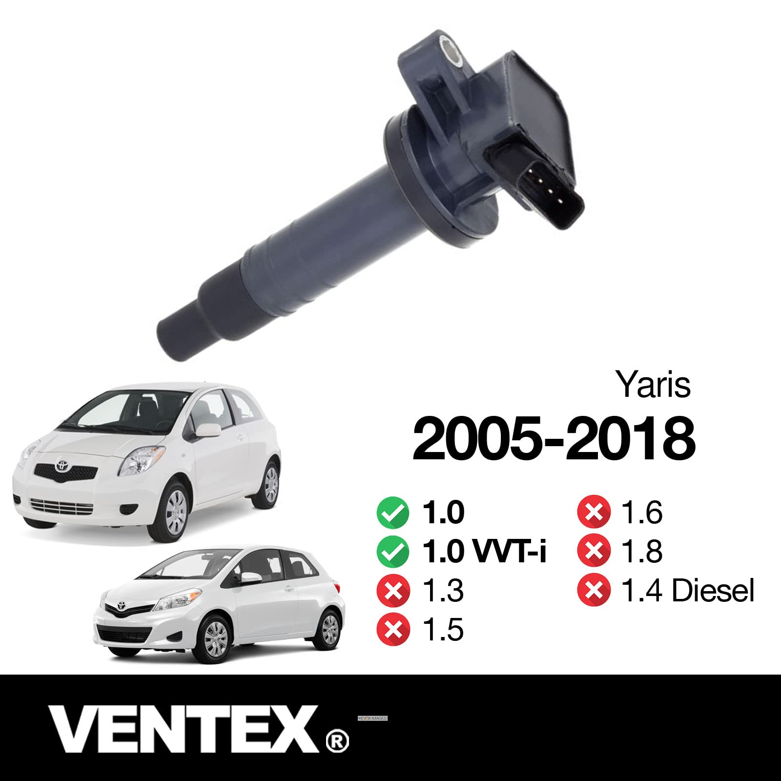 VENTEX® Ignition Coil Pack for Toyota Aygo Yaris Peugeot 107 Citroen C1 1.0 petrol VXS1705A