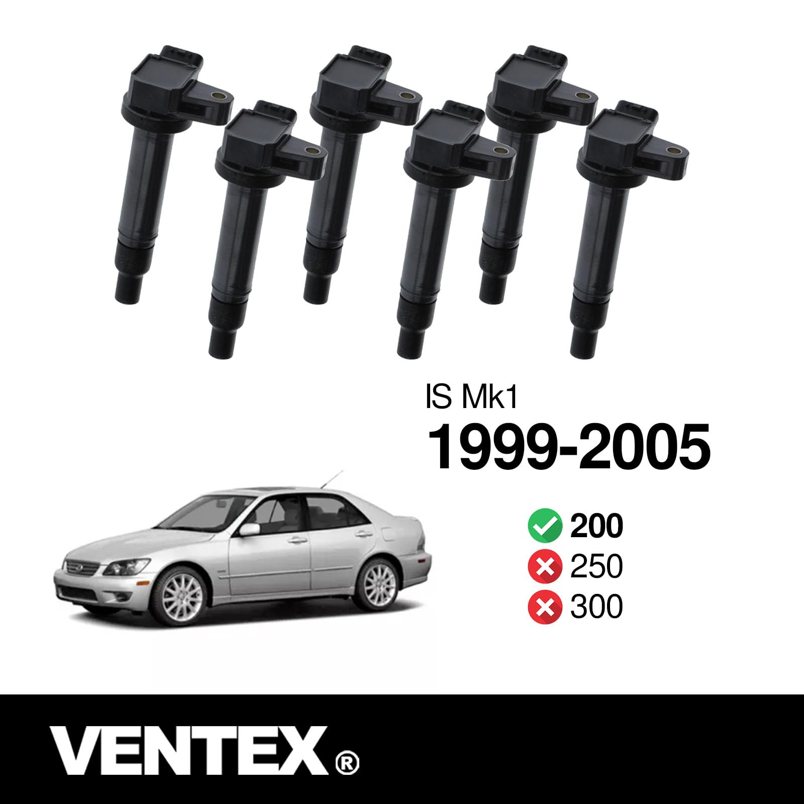 VENTEX® Ignition Coil Pack x6 for Lexus IS200 IS 200 1999-2005 VXS1720SETOF6A