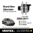 VENTEX® Alternator for Honda Civic 2.2 Diesel Mk7 2004-2011 CR-V Accord FR-V VTN1107A