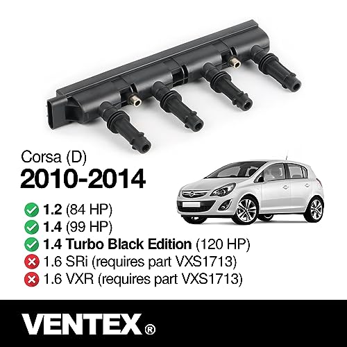 VENTEX® Ignition Coil Pack for Vauxhall Corsa 1.2 1.4 2010-2019 Astra Mokka 7-pin VXS1701A