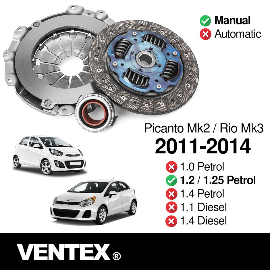 VENTEX® Clutch Kit for Hyundai i10 i20 Kia Rio Picanto 1.2 2008-2015 petrol VXC2618A