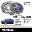 VENTEX® Clutch Kit for Mini R50 One Cooper 2001 - July 2004 petrol Midlands VXC2614A