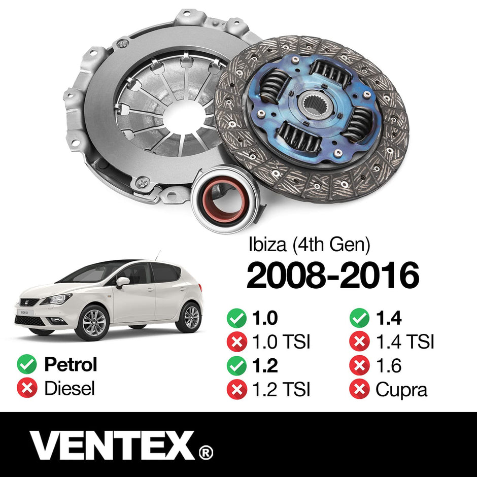 VENTEX® Clutch Kit for VW Seat Skoda Polo Up Beetle Ibiza Leon 1.0 1.2 1.4 petrol VXC2608A
