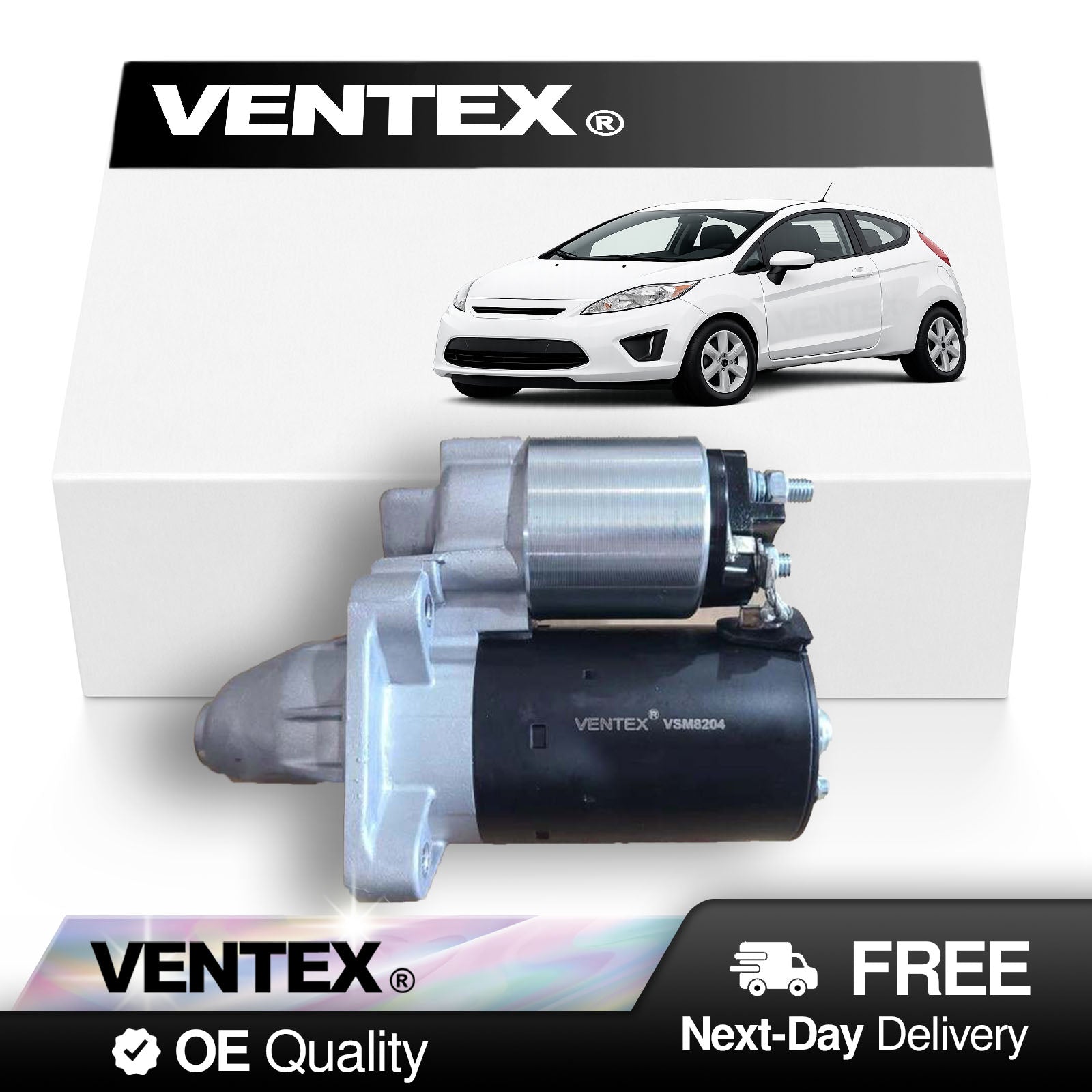 VENTEX® Starter Motor for Ford petrol 1.25 1.4 1.6 Fiesta Focus B-Max C-Max Ecosport Mondeo + Volvo C30 S40 V50 VSM8204A