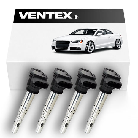 VENTEX® Ignition Coil Pack x4 for VW SEAT Skoda Audi 1.8 2.0 TSI TFSI A3 A4 A5 TT RS3 RS5 Golf Passat Leon selected models VXS1718SETOF4A