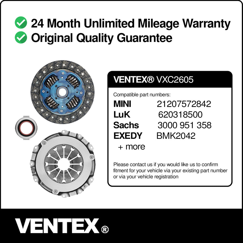 VENTEX® Clutch Kit for MINI One Cooper R56 2007-2013 1.4 1.6 petrol VXC2605A