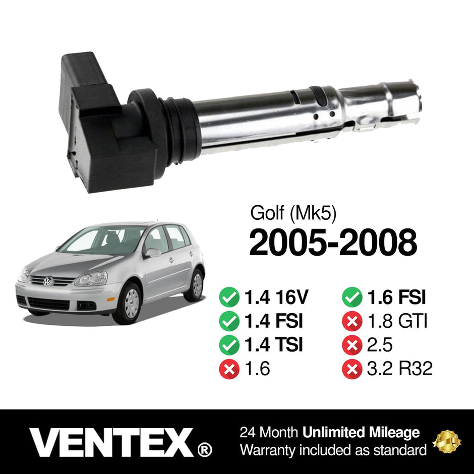 VENTEX® Ignition Coil Pack for VW Audi SEAT Skoda 1.2 1.4 1.6 A1 A3 Polo Golf Ibiza Fabia VXS1716A