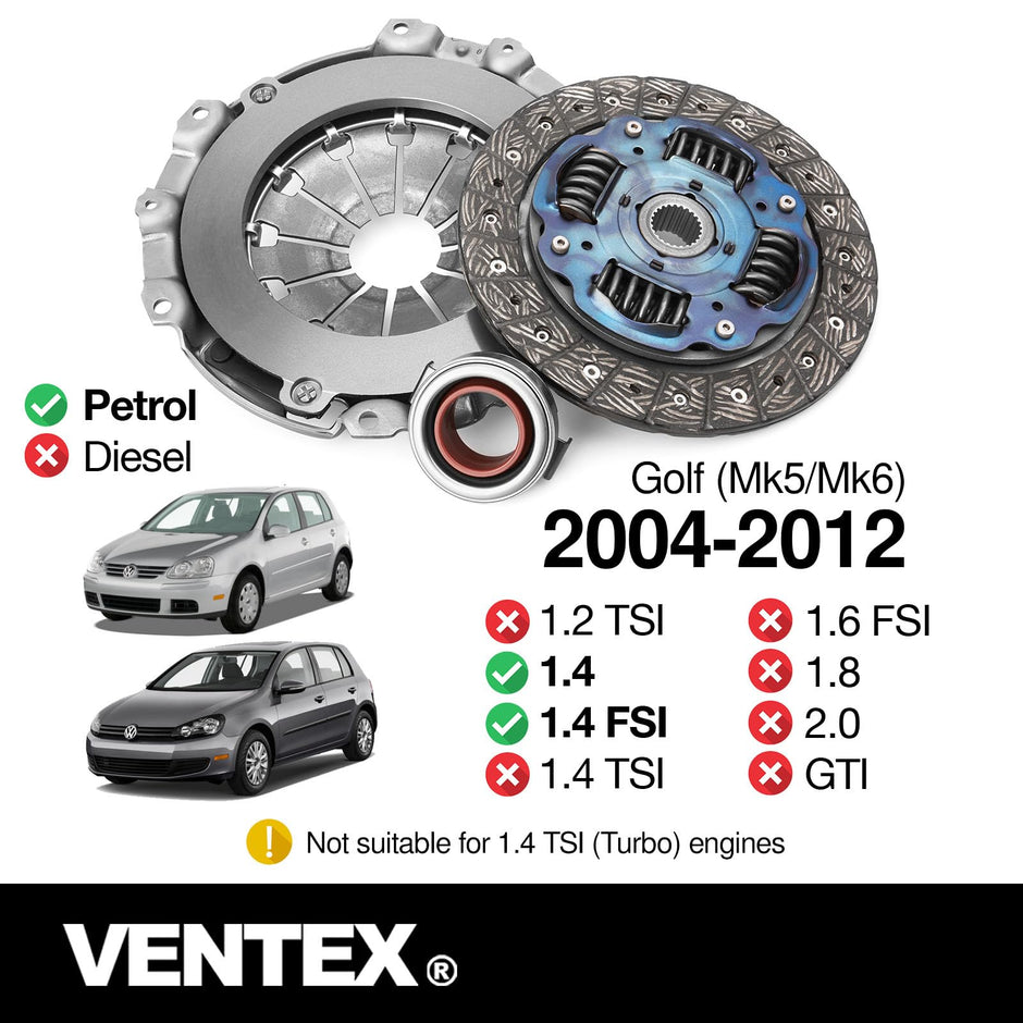 VENTEX® Clutch Kit for VW Seat Skoda Polo Up Beetle Ibiza Leon 1.0 1.2 1.4 petrol VXC2608A