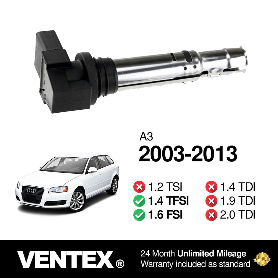 VENTEX® Ignition Coil Pack for VW Audi SEAT Skoda 1.2 1.4 1.6 A1 A3 Polo Golf Ibiza Fabia VXS1716A