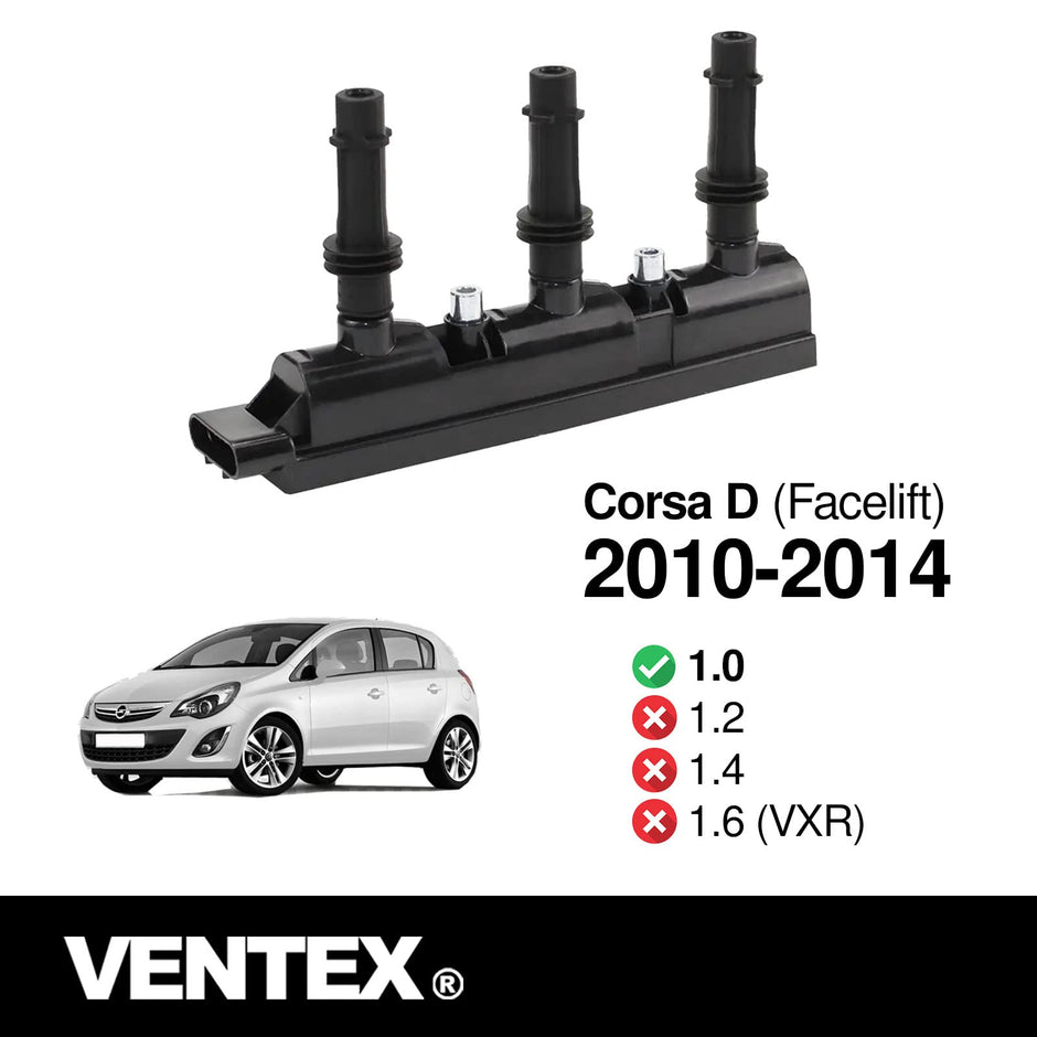 VENTEX® Ignition Coil Pack for Vauxhall Corsa 1.0 2010-2014 1.0i 12V VXS1712A