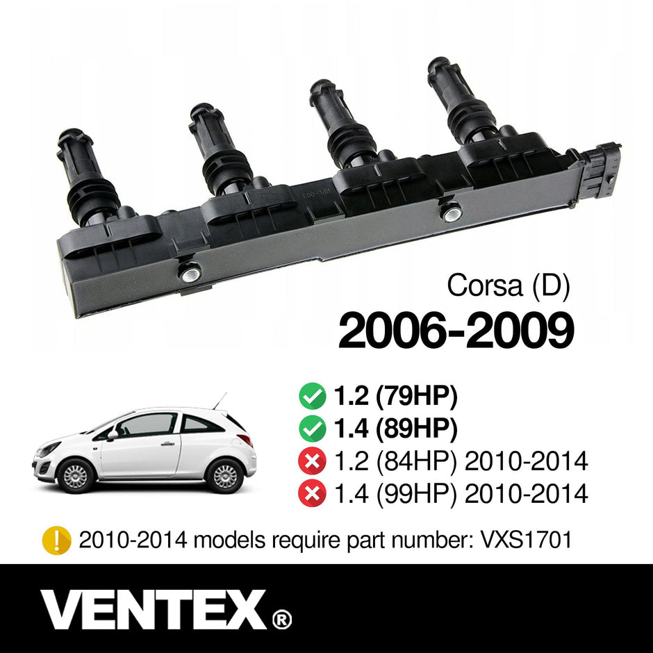 VENTEX® Ignition Coil Pack for Vauxhall Corsa Astra 1.2 1.4 2006-2009 6-pin VXS1707A