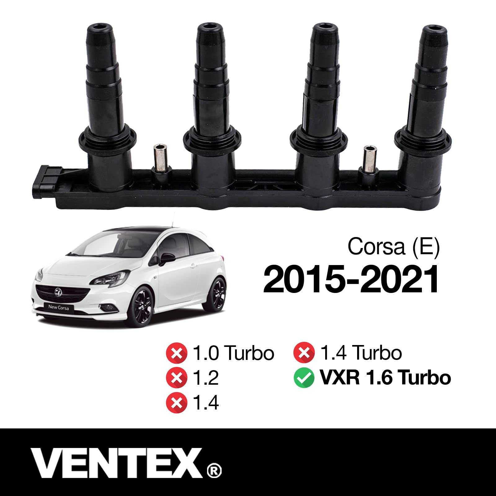 VENTEX® Ignition Coil Pack for Vauxhall Insignia 1.8 Astra 1.6 Turbo 7-Pin VXS1702A