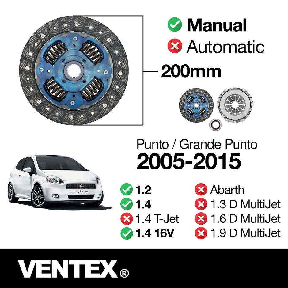 VENTEX® Clutch Kit for Fiat 500 Ford Ka mk2 1.2 1.4 petrol VXC2602A