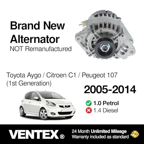 VENTEX® Alternator for Toyota Aygo Citroen C1 Peugeot 107 1.0 petrol 2005-2014 VTN1101A
