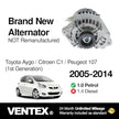 VENTEX® Alternator for Toyota Aygo Citroen C1 Peugeot 107 1.0 petrol 2005-2014 VTN1101A