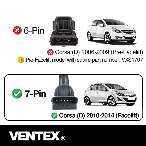 VENTEX® Ignition Coil Pack for Vauxhall Corsa 1.2 1.4 2010-2019 Astra Mokka 7-pin VXS1701A